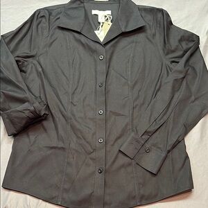 Chico's Classic Chic NWT Black‎ Tailored Fit No Iron Button-Down Shirt (0) US Sm